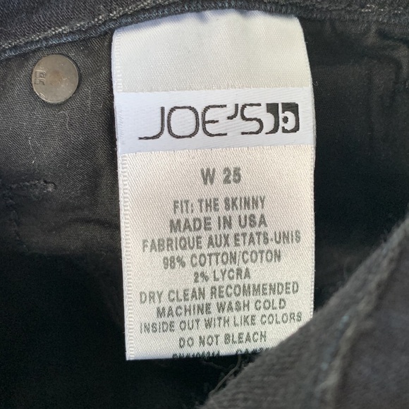 JOE'S JEANS Leather Knee Patch "THE Skinny” Black Denim Jeans Size 25 - Picture 6 of 6